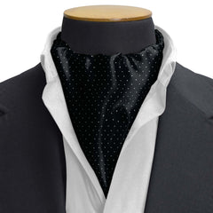 BLACK WITH WHITE POLKA SILK CRAVAT