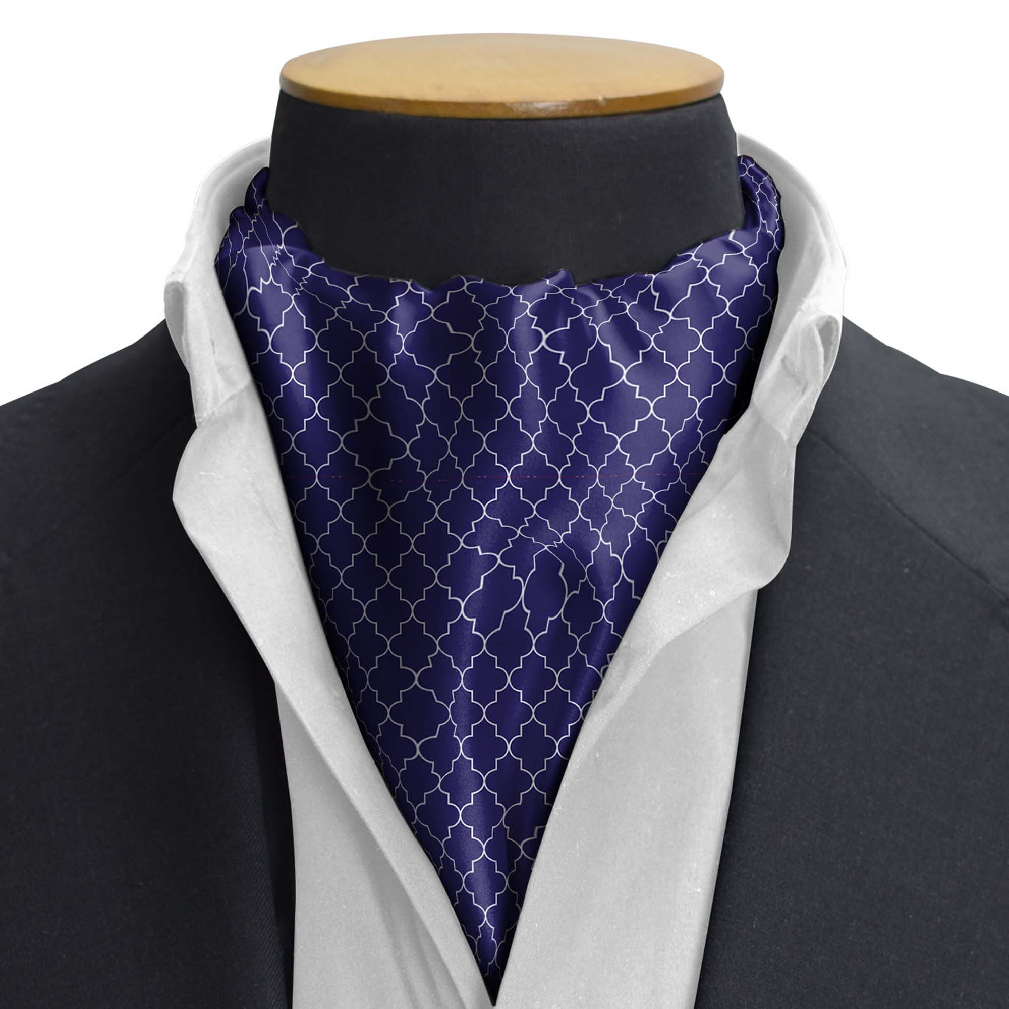 BLUE WHITE TARTAN SILK CRAVAT