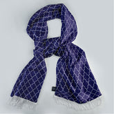 BLUE WHITE TARTAN SILK SCARF