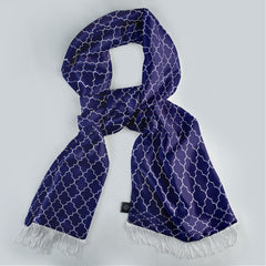 BLUE WHITE TARTAN SILK SCARF