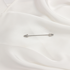 SILVER CRYSTAL POINT COLLAR PIN BAR