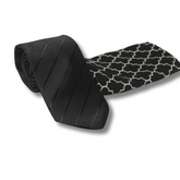 JET BLACK WIDE STRIPED TIE SET