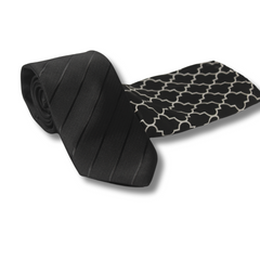 JET BLACK WIDE STRIPED TIE SET