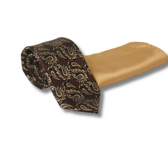 DEEP BROWN TWIN PAISLEY TIE SET