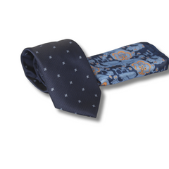 BLUE FLORAL DOTS TIE SET