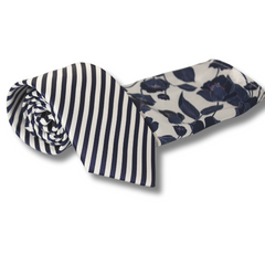 BLUE & WHITE CANDY CANE STRIPED TIE SET