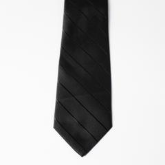JET BLACK WIDE STRIPED TIE