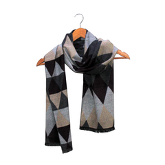 RETRO BURNT MAHOGANY AND GREY FUSION WOOL SCARF
