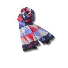 RETRO BLUE & RED FUSION WOOL SCARF
