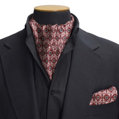 TRADITIONAL AJRAK SILK CRAVAT & POCKET SQUARE SET (LUXE COLLECTION)