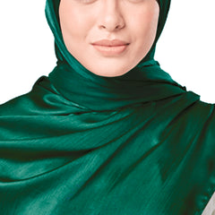 BOTTLE GREEN CRINKLE SILK SCARF