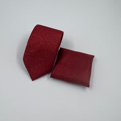 DEEP MAROON SELF PRINTED TIE & POCKET SQUARE SET