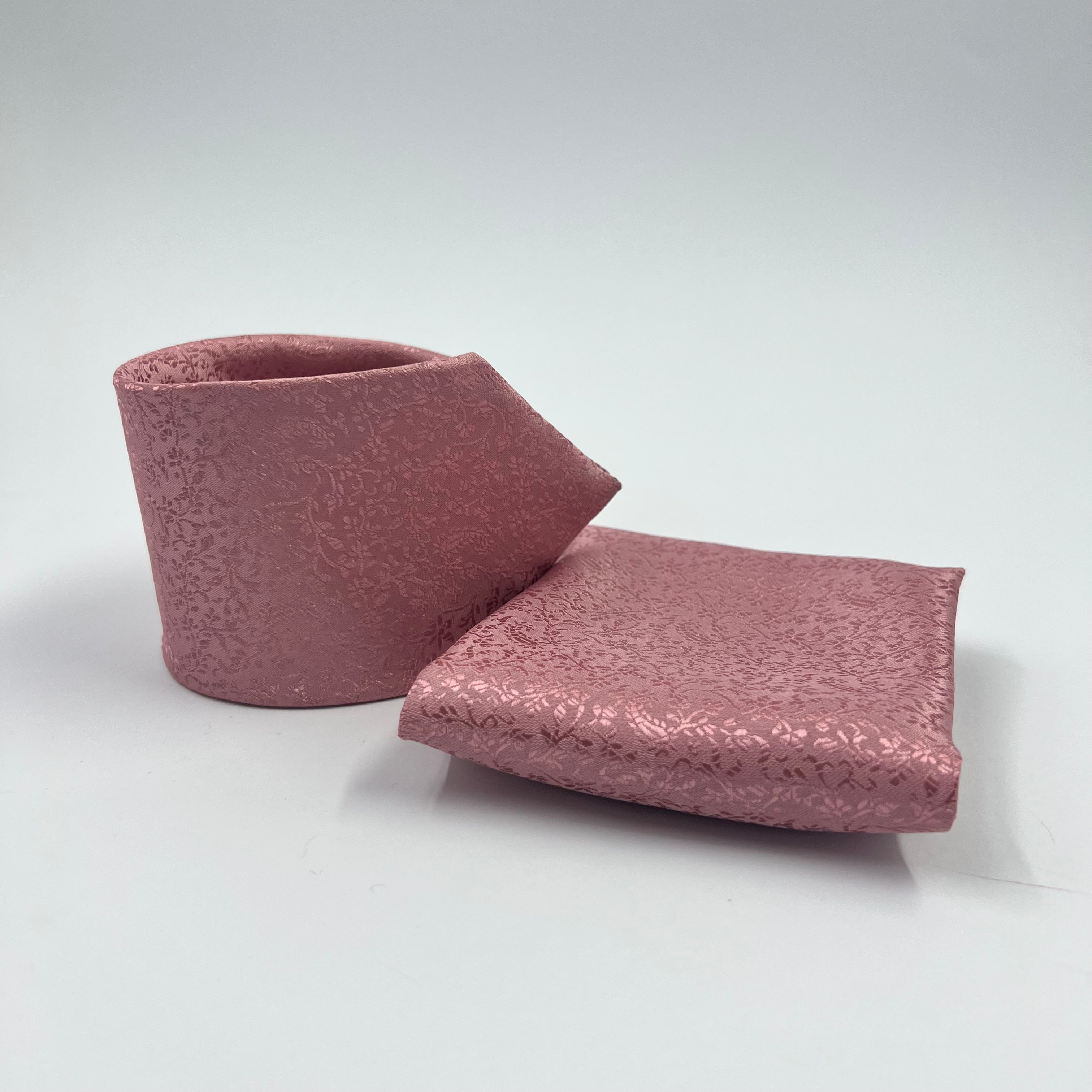 TEA PINK SELF PRINTED TIE & POCKET SQUARE SET