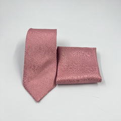 TEA PINK SELF PRINTED TIE & POCKET SQUARE SET