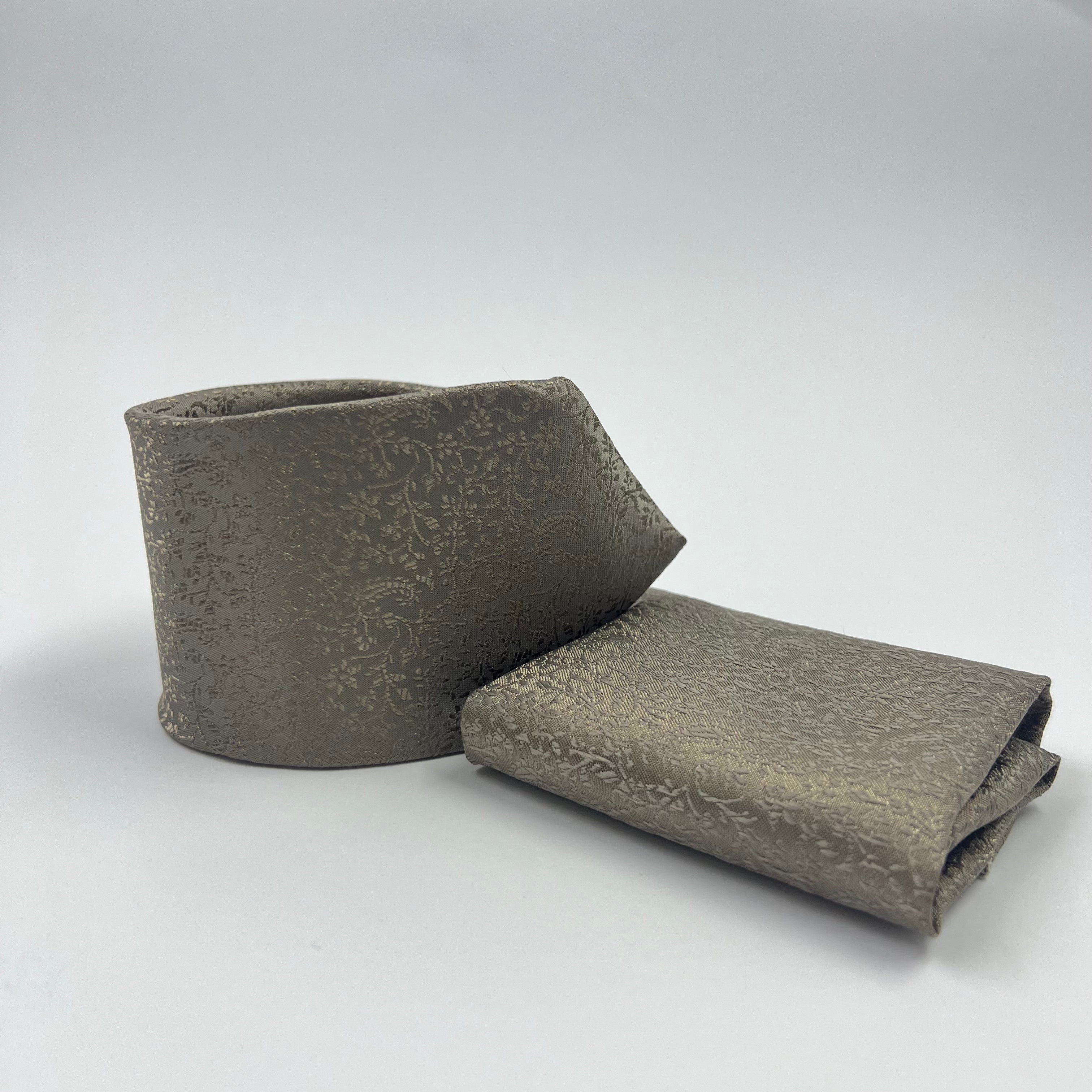 FOSSIL GREY PRINTED TIE & POCKET SQUARE SET
