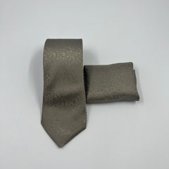FOSSIL GREY PRINTED TIE & POCKET SQUARE SET