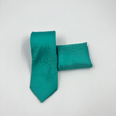 ZINC GREEN SELF PRINTED TIE & POCKET SQUARE SET