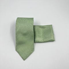 SAGE SELF PRINTED TIE & POCKET SQUARE SET