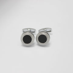 Silver Noir Carved Cufflinks