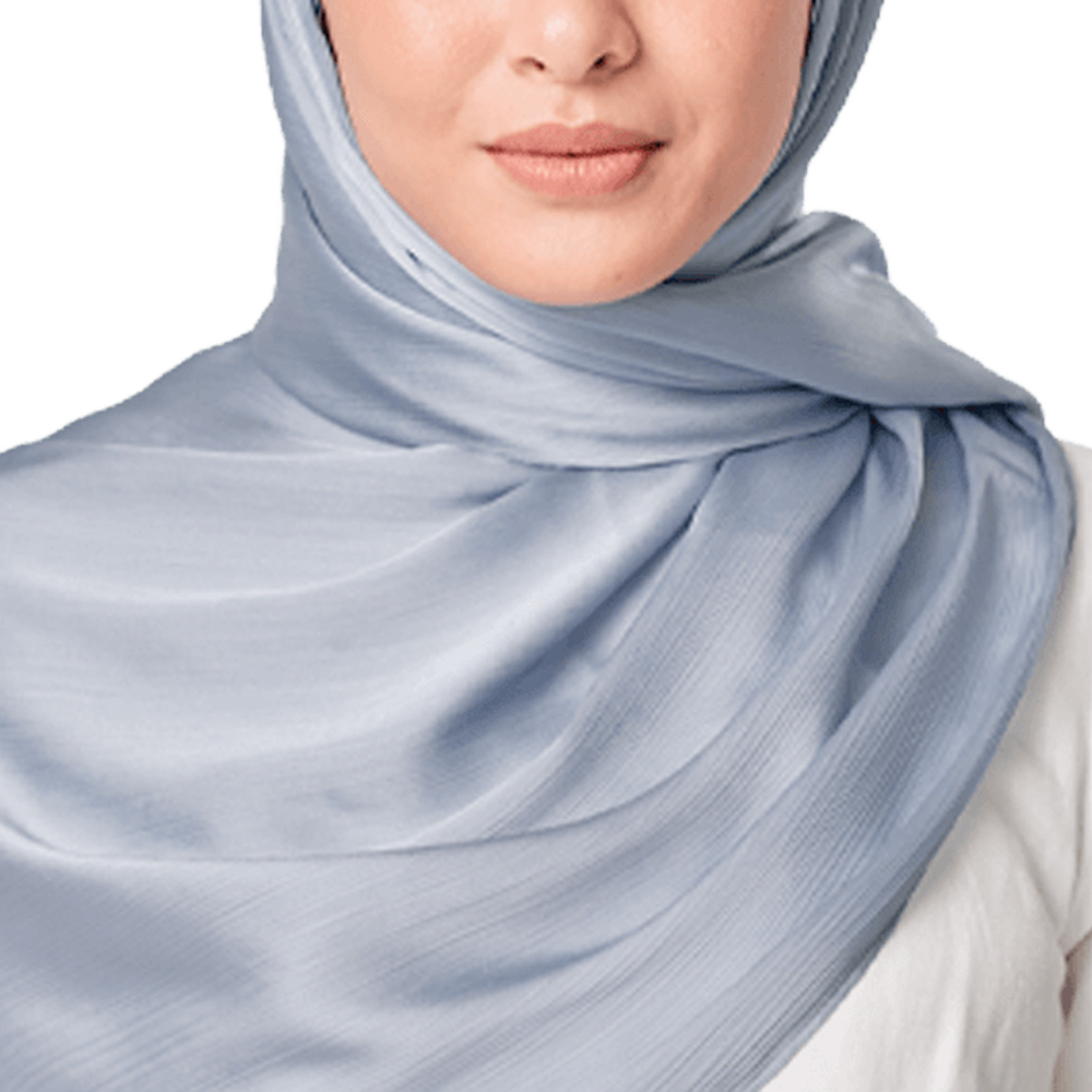 METALLIC BLUE SILK SCARF