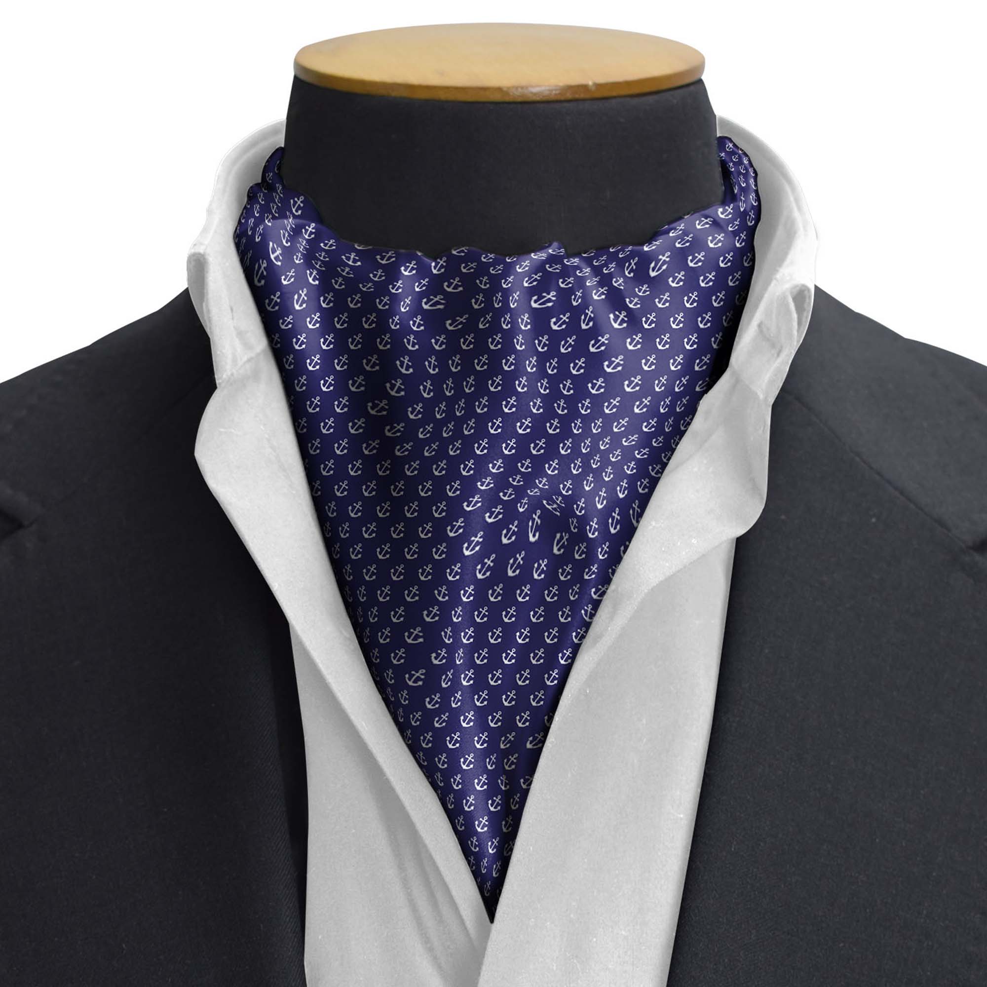 NAVY VALOUR ANCHOR SILK CRAVAT