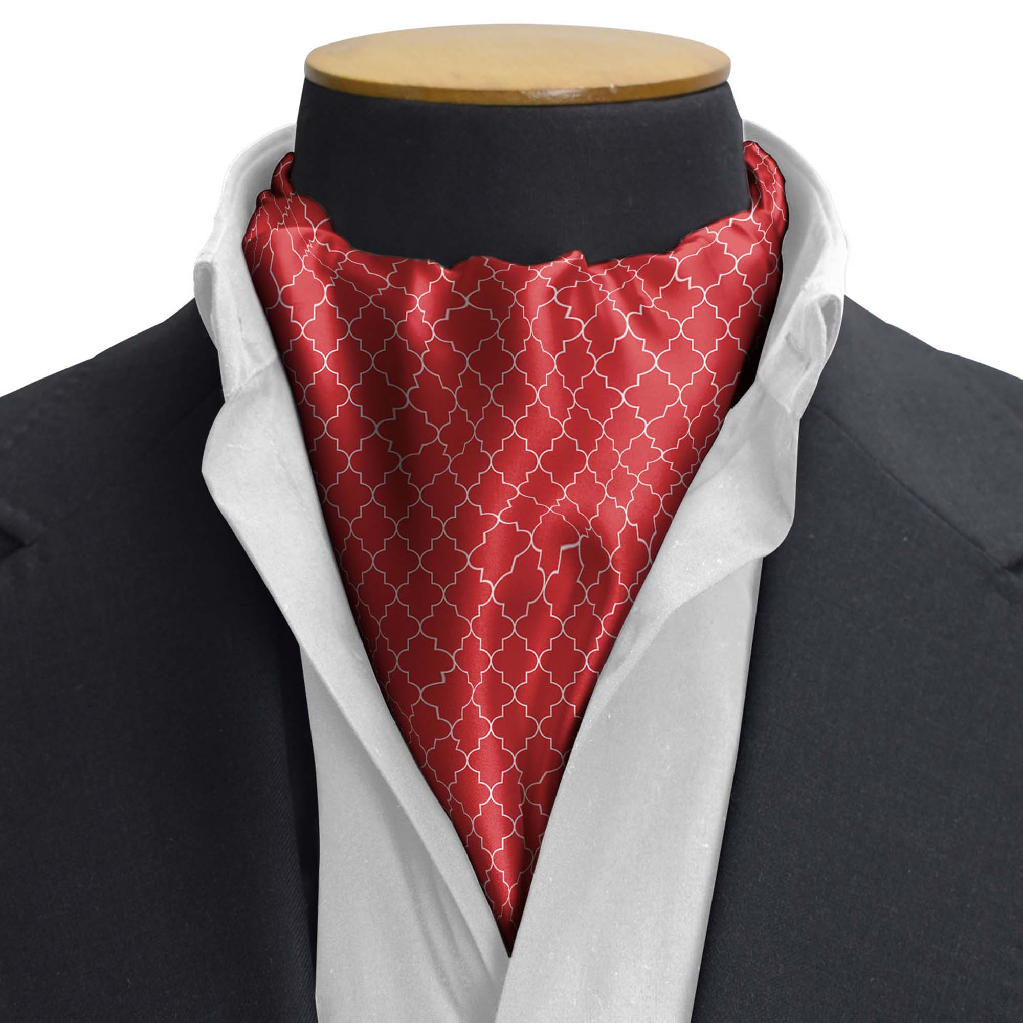 RED WHITE TARTAN SILK CRAVAT