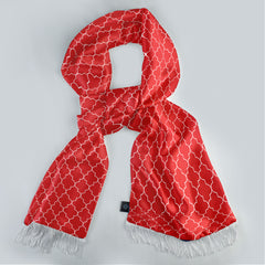 RED WHITE TARTAN SILK SCARF
