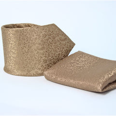 ROSE GOLD  SELF PRINTED TIE & POCKET SQUARE SET