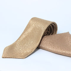 ROSE GOLD  SELF PRINTED TIE & POCKET SQUARE SET