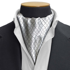 WHITE BLACK TARTAN SILK CRAVAT