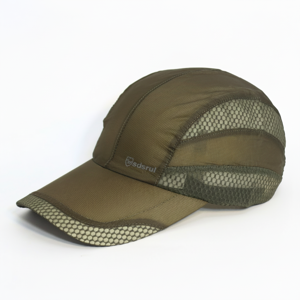 Army Green Mesh-Core Parachute Cap - Enhanced