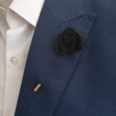 BLACK CLASSIC ROSE LAPEL PIN