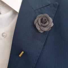 GREY CLASSIC ROSE LAPEL PIN
