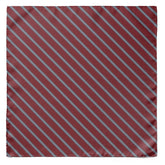 REGIMENTAL MAROON AND GREY SILK POCKET SQUARE