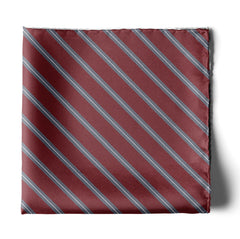 REGIMENTAL MAROON AND GREY SILK POCKET SQUARE
