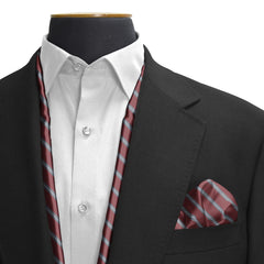 REGIMENTAL MAROON AND GREY SILK SCARF & POCKET SQUARE SET