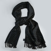 BLACK WITH WHITE POLKA SILK SCARF