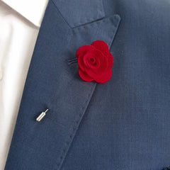 RED CLASSIC ROSE LAPEL PIN