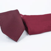 MAROON DICE CHECK WOVEN TIE SET