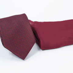 MAROON DICE CHECK WOVEN TIE SET