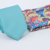 AQUA BLUE WOVEN TIE SET