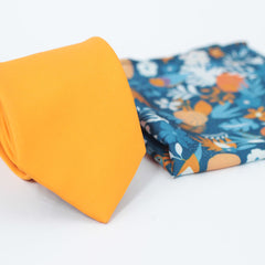 TANGERINE ORAGNE WOVEN TIE SET