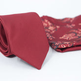 SOLID MAROON WOVEN TIE SET