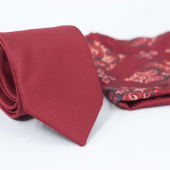 SOLID MAROON WOVEN TIE SET