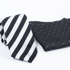 THE BLACK & GREY STRIPED TIE SET