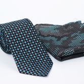 BLUE & BLACK CHECKERED VECTOR TIE SET