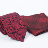 MAROON & BLACK PAISLEY FESTIVE TIE SET