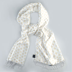 WHITE SPARKLES SILK SCARF & POCKET SQUARE SET