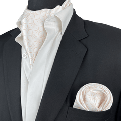 WHITE SPARKLES SILK CRAVAT & POCKET SQUARE SET