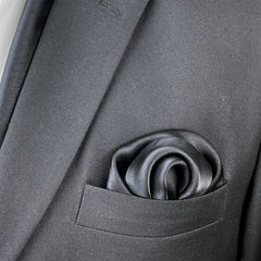 JET BLACK SILK SCARF & POCKET SQUARE SET